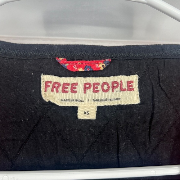 Free People Claudine Red Floral Bow Tie Front Cottagecore Coquette Quilted Vest - Picture 5 of 7